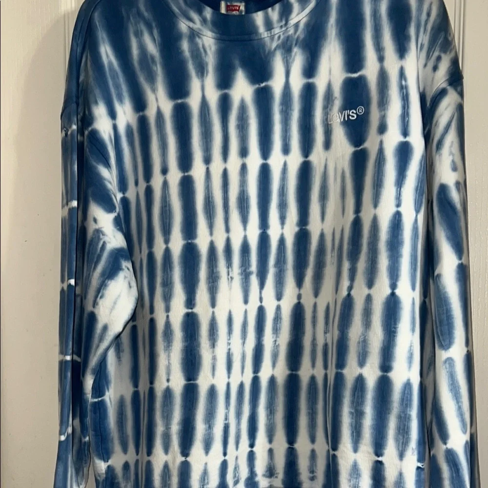 Levi's Men’s Blue and White Tie-Dye‎ Long Sleeve Shirt Size M